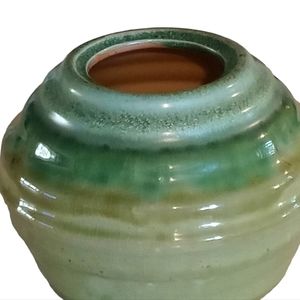 Vintage round ombre earth tone pottery vase